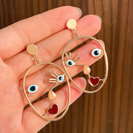Abstract-Faces Evil Eye Statement Earrings