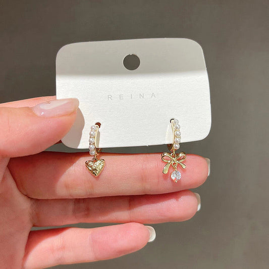 Heartbeat n Bow Mismatched Earrings