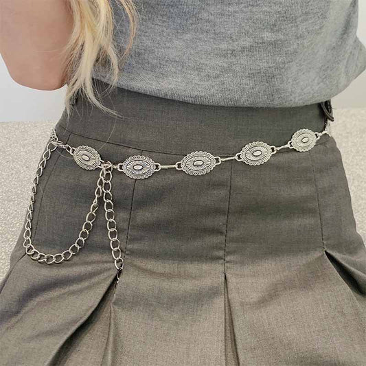 Boho Heirloom Silver Waist Chain Belt