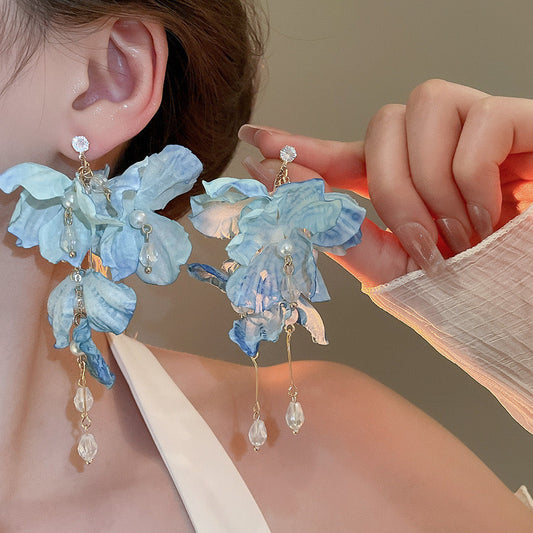 Blue Twirl Drop Earrings