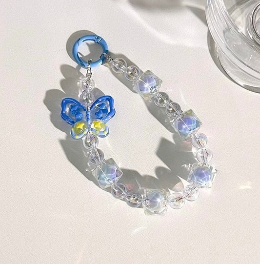 Blue Beaded Bloom Bag Charm