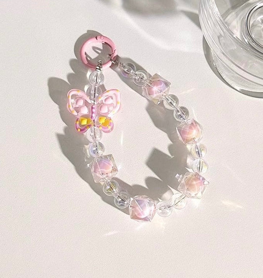 Pink Wings Beaded Bag Charm