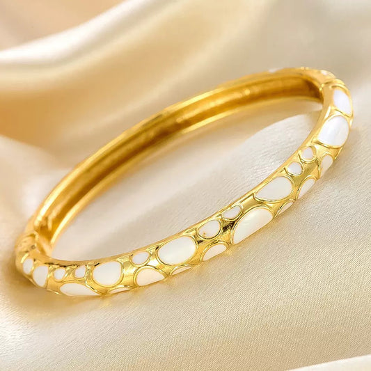 Ivory Whimsy Enamel Bangle