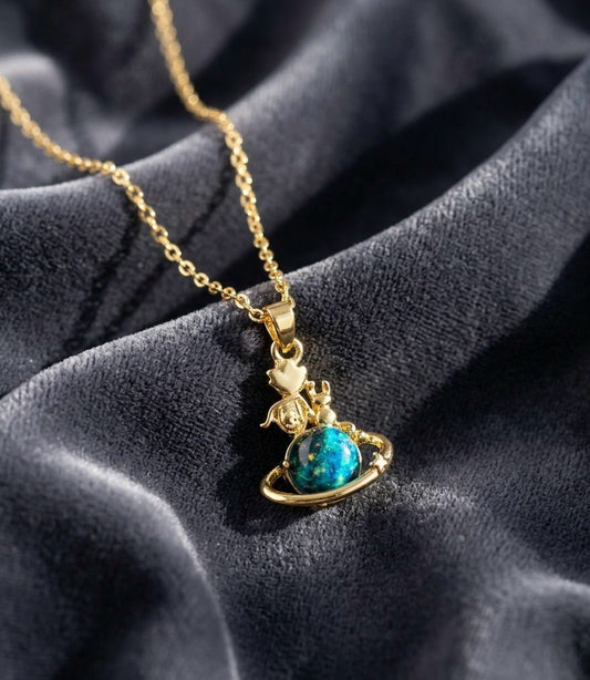Cosmic Glint Saturn Necklace