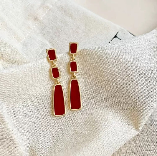 Classy Claire Red Earrings