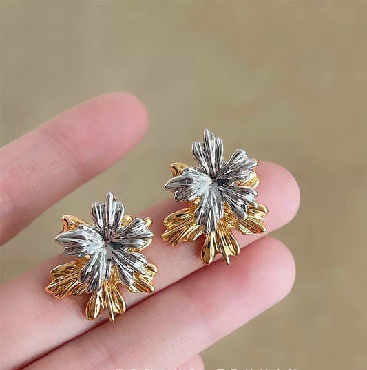 Amber n Ice Flower Earrings