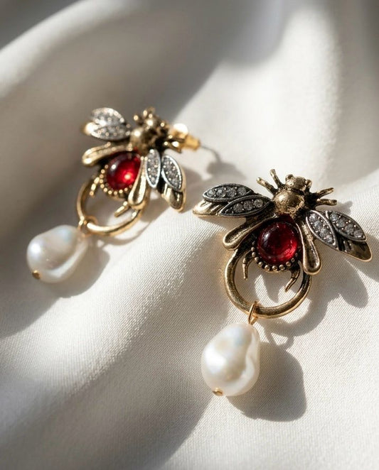 Busy Bee Pearl Earrings