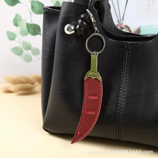 Spicy Little Secret Leatherette Chili Keychain