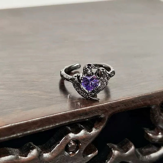 Amethyst Raven Ring