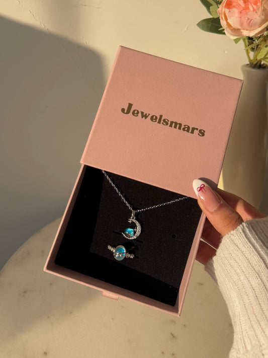 Dreamy Moon Necklace + Ring Gift Box for her