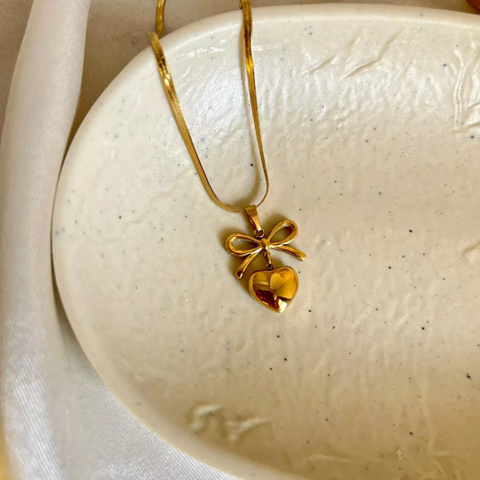 Bow Heart Necklace