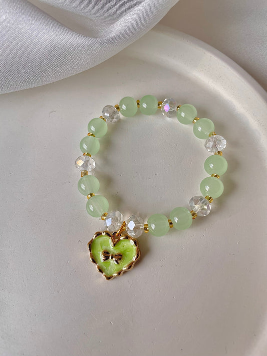 Heart of Bow Bracelet- green