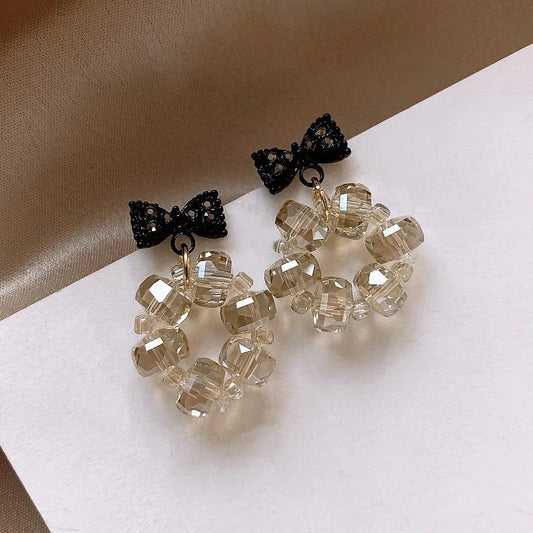 Bow Crystal Drop Beaded Earrings