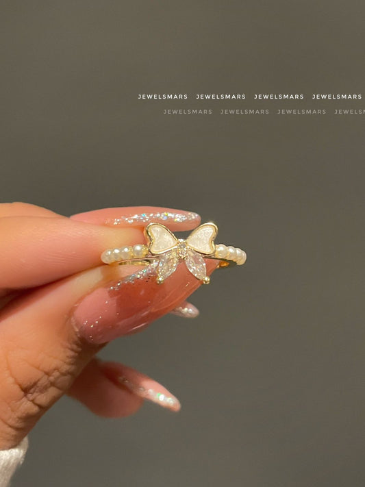 Butterfly Premium Pearl &amp; AD stones Ring