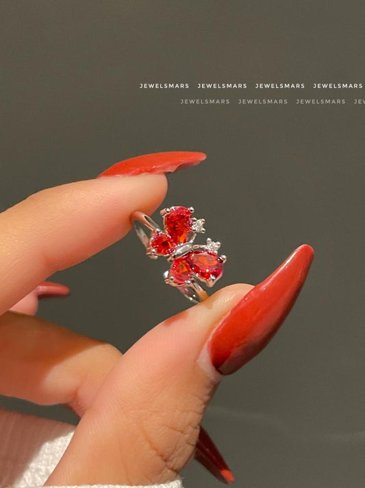 Cheerful Little Butterfly Ring- red