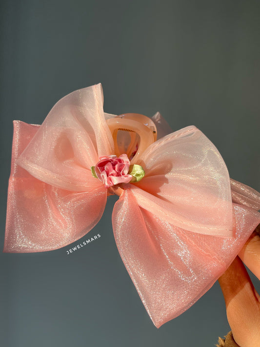 XL Bow Claw Clutcher - pink