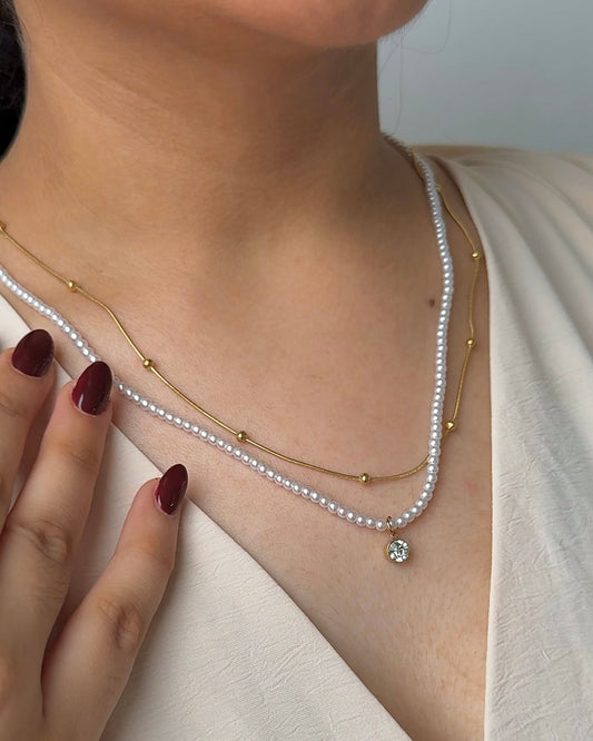 Jasmine Pearl Necklace [18k gold plated]