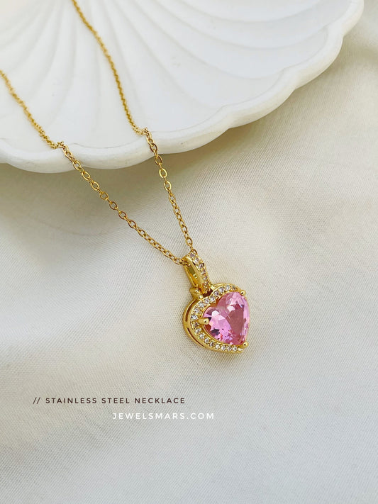 Soulmate Heart Necklace - pink