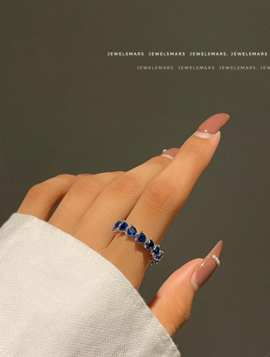 Frozen Hearts Ring Band - blue