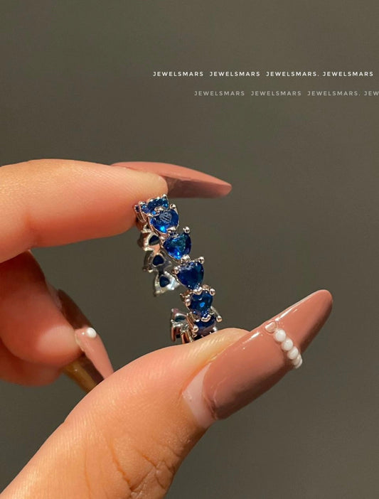 Frozen Hearts Ring Band - blue