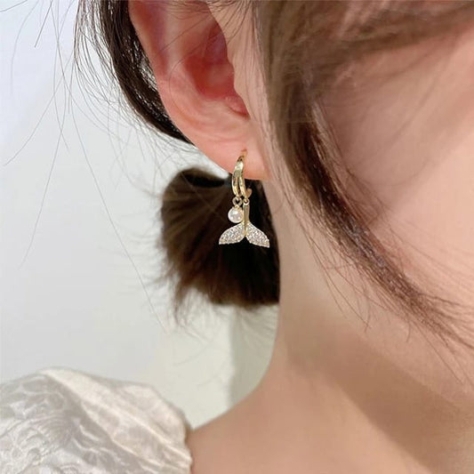 Korean Zircon Pearl Mermaid Earrings
