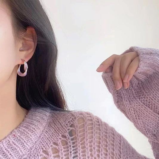 Lilac Twisted Hoop Earrings