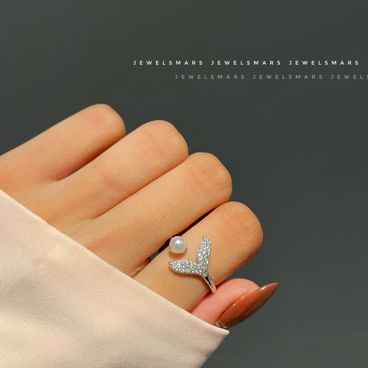 MERMAID &amp; PEARL ADJUSTABLE RING (anti tarnish)