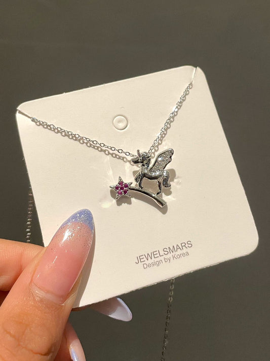 Make a wish - unicorn fairy necklace ( stainless steel)