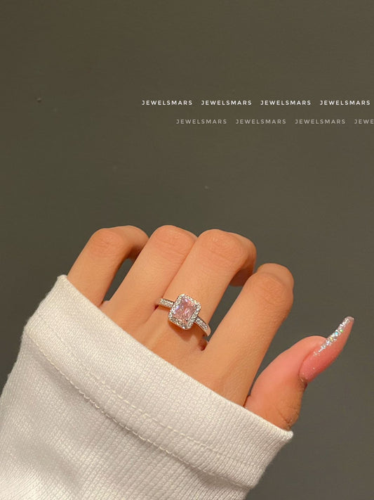 Rectangular Cut Ring - pink