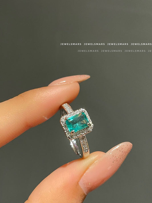 Rectangular cut Ring - sea green