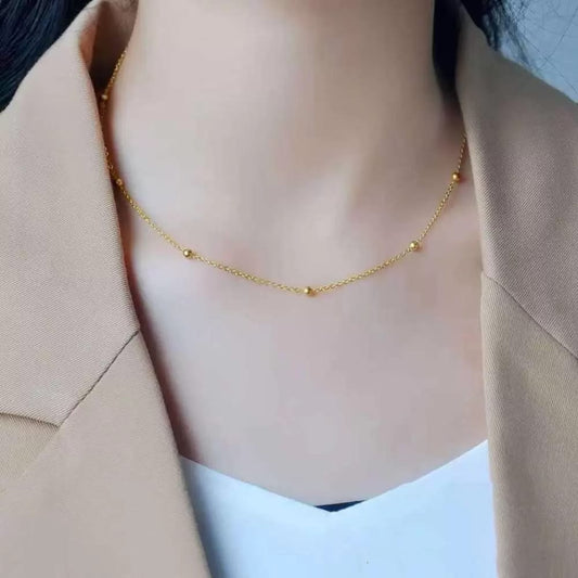 THIN BALL CHAIN NECKLACE (stainless steel)