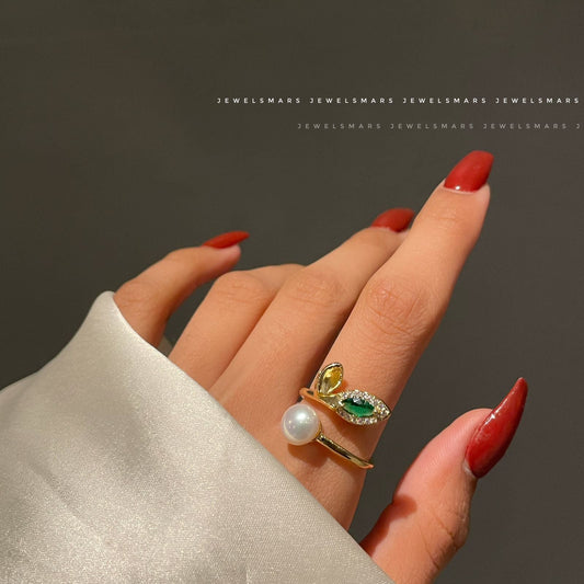 The Megan Leaf Pearl Ring