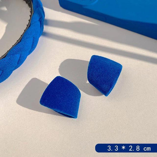 Velvet Classic Folded Earrings- blue
