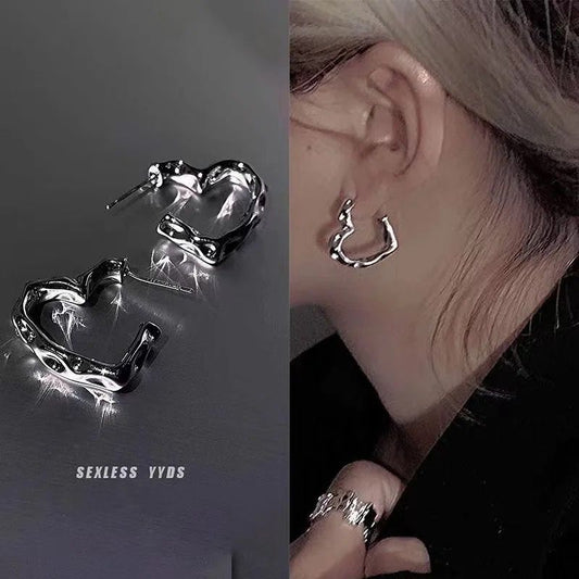 Love Heart Silver Earrings