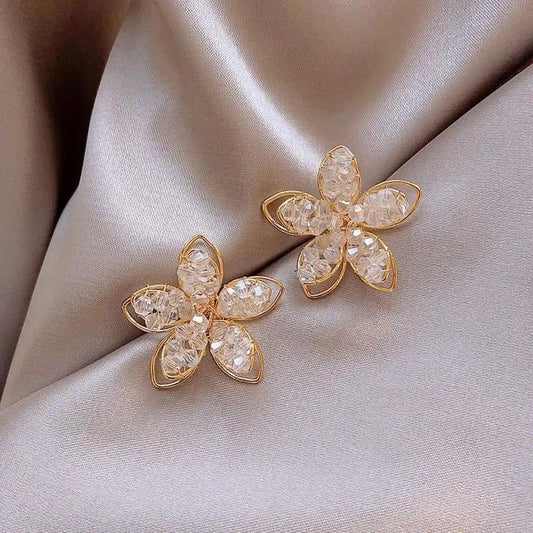 Crystal Floral Stud Earrings