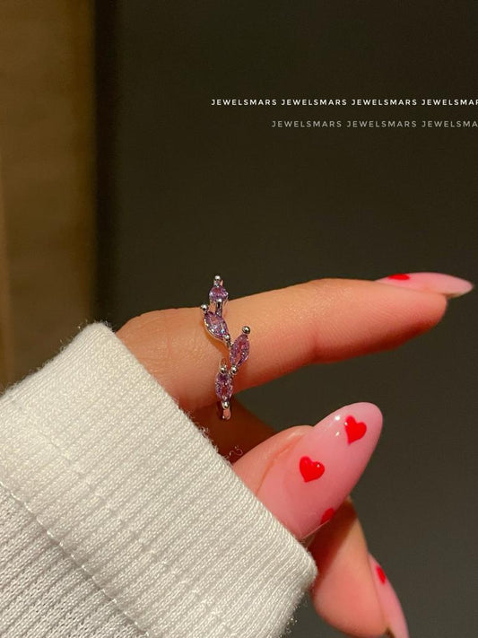 Minimal Leaf Ring – purple