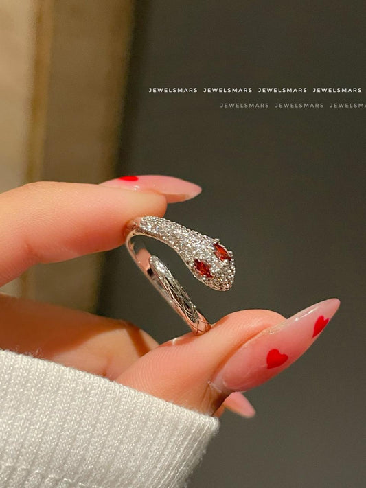 Snake Ring with Red Eyes