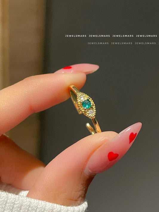 Minimal Eye ring- green