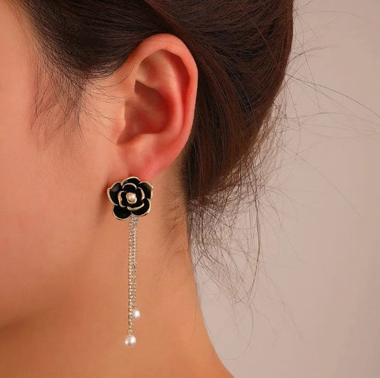 Black Rose Earrings
