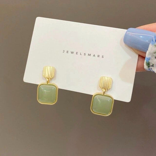 Green Opal Statement Earrings