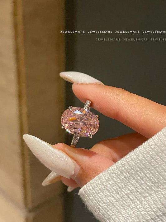 Oval Pink Solitaire Ring