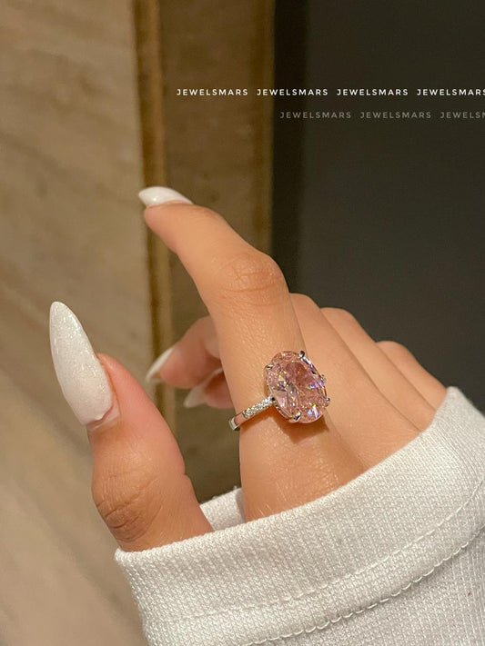 Oval Pink Solitaire Ring