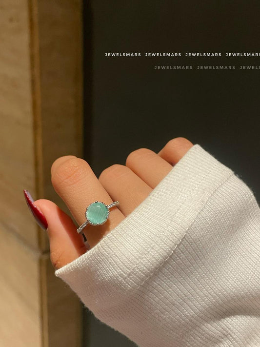 Party Luxe Solitaire ring- pastel green