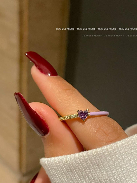 Mini Heart Ring- purple