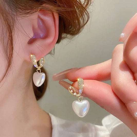 Sweet Heart Pearl drop Earrings