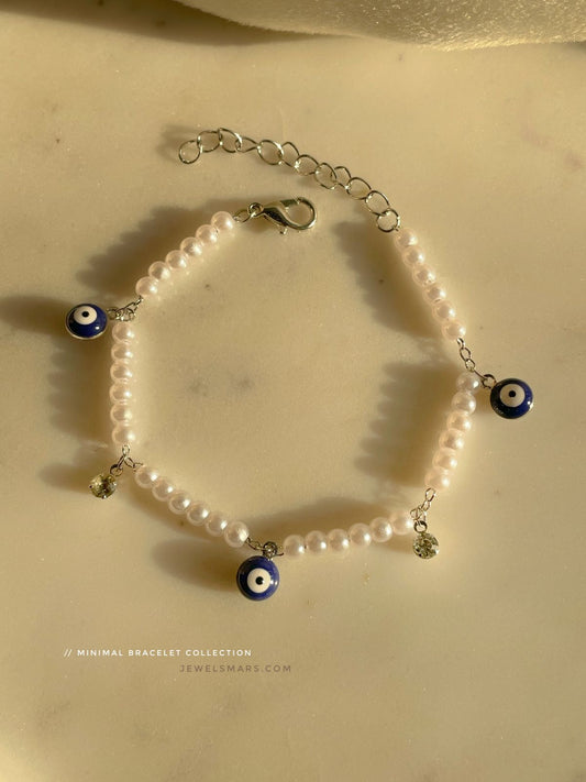 Pearly Evil Eye Bracelet