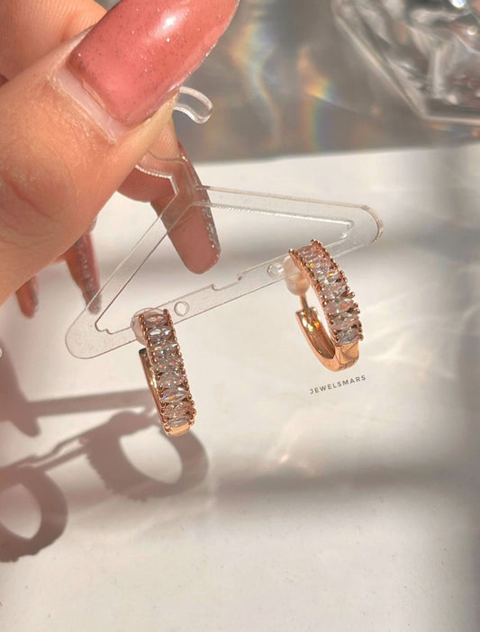 Crystal Baguette Hoop Earrings (stainless steel)