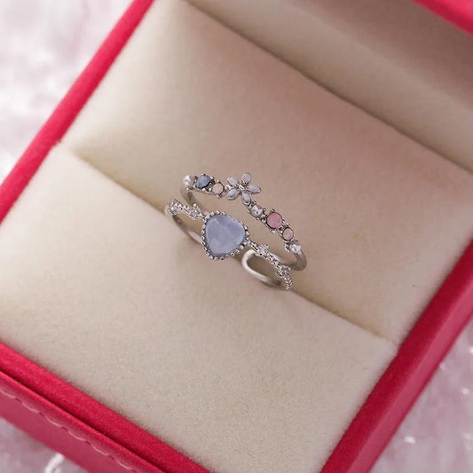 Layered Heart Ring- blue