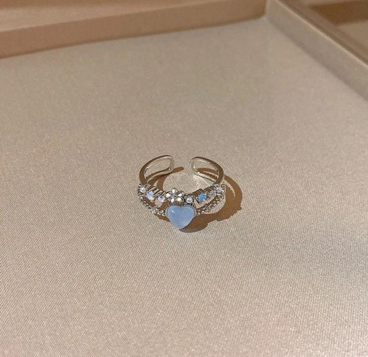 Layered Heart Ring- blue