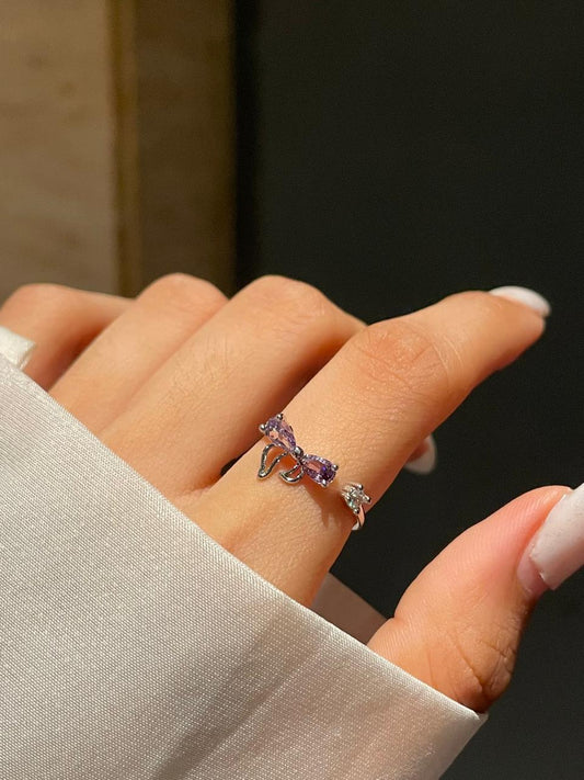Minimal Bow Ring- purple